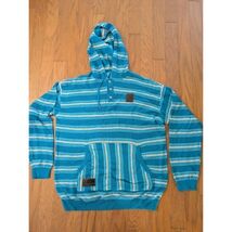 Dixxon Flannel Company Mens Striped Hoodie Button Up Long Sleeve Blue St... - $43.66 CAD