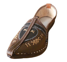 Men Shoes Indian Handmade Mojari Rajasthani Leather Espadrilles Jutties US 8 - £42.95 GBP