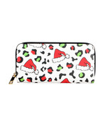 Kawaii Christmas Hat And Leopard Pattern Wallet, Clutch Zipper Around Coin - $11.33 CAD