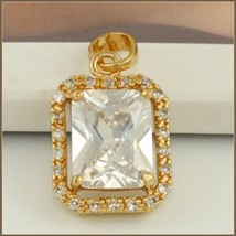 Rectangle 14K Rose Gold Filled Emerald Cut Sparkling Clear Cubit Zircon Pendant - $103.95