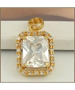 Rectangle 14K Rose Gold Filled Emerald Cut Sparkling Clear Cubit Zircon ... - £83.35 GBP