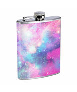 Pink Galaxy Em1 Flask 8oz Stainless Steel Hip Drinking Whiskey - $309.61 MXN