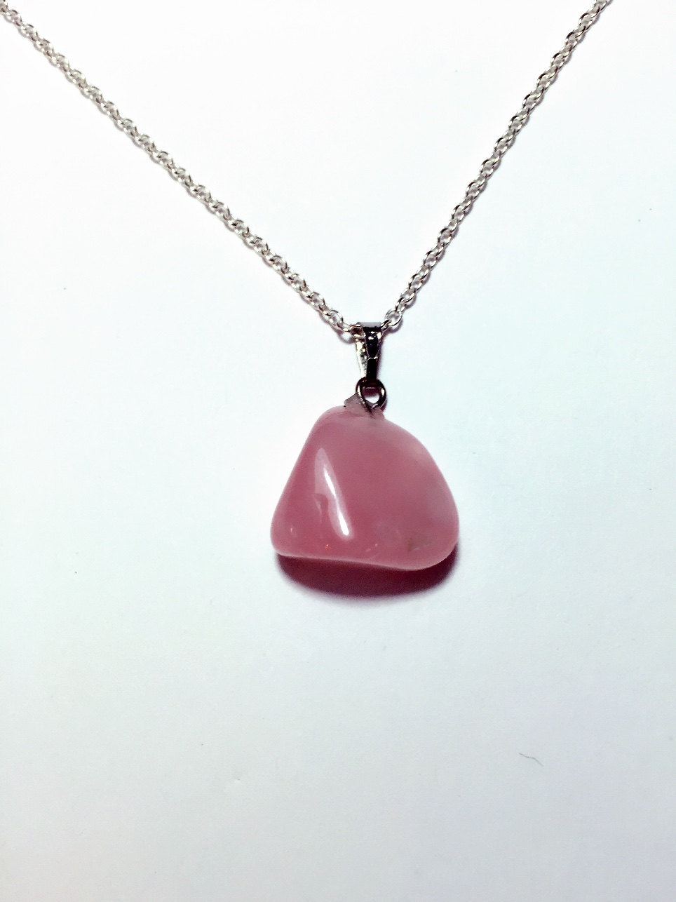 Natural Rose quartz necklace, pink crystal necklace, pink gemstone necklace - $20.00