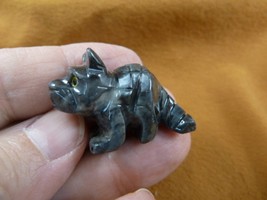 (Y-TIG-57) little gray tan baby TIGER figurine SOAPSTONE PERU stone tigers - $8.99