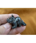 (Y-TIG-57) little gray tan baby TIGER figurine SOAPSTONE PERU stone tigers - $165.19 MXN