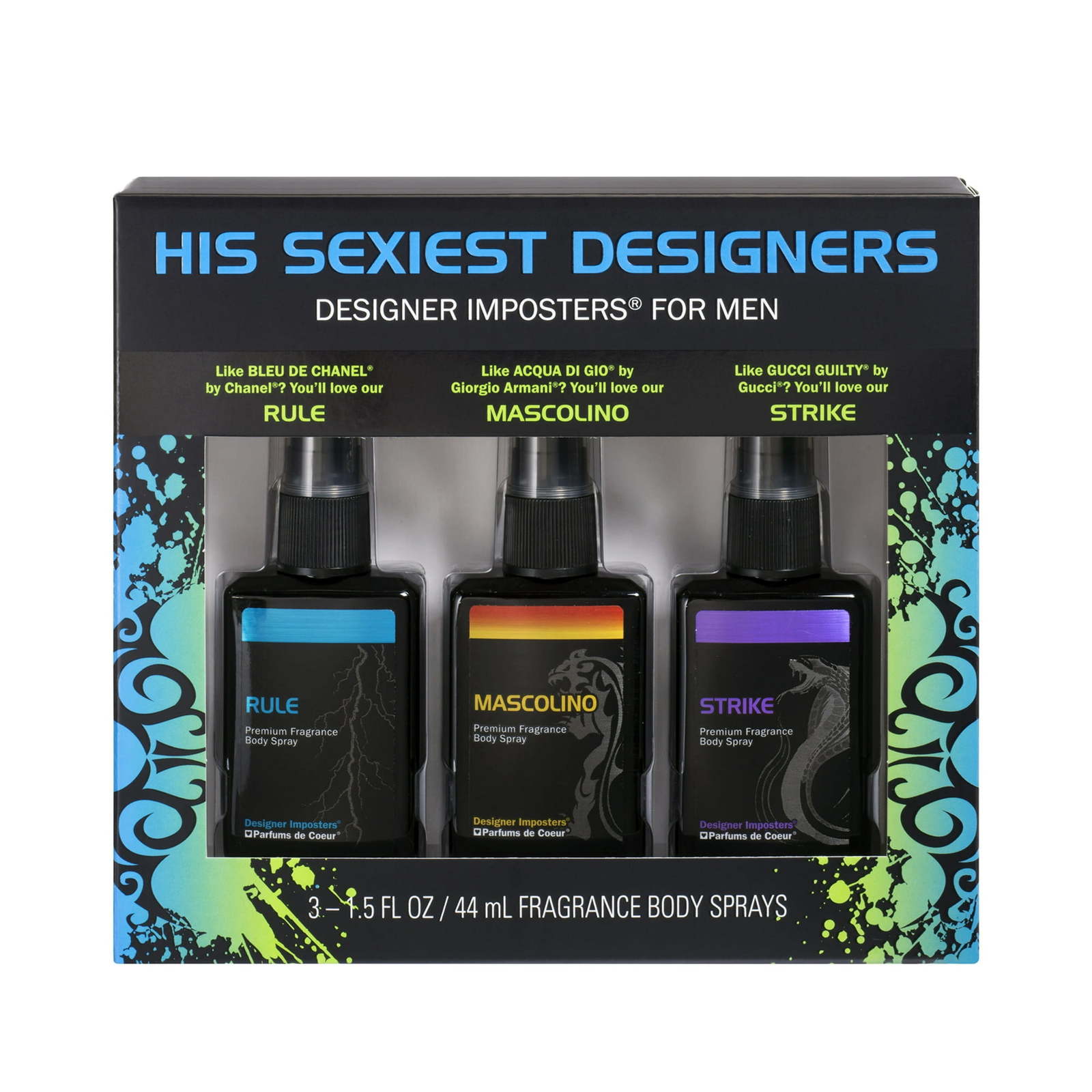 Designer Imposters His Sexiest Men Fragrance Gift Set, Blue Collection, 3 Pieces