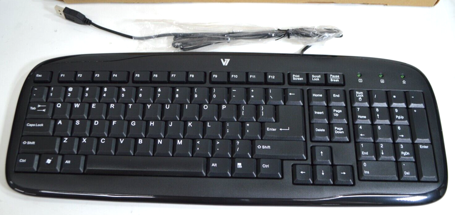 V7 Black Wired USB Keyboard KC0BB1-6N6 - $13.06