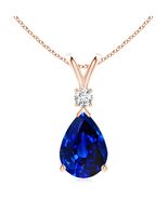 ANGARA 6.73 Ctw Natural Blue Sapphire Pendant With Diamond in 14K Gold (AAAA) - $105,812.73