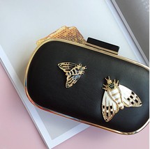 Butterfly decoration pu leather retro party purse women s evening bag clutch bag female thumb200