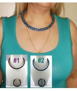 Lilac-Gold, Blue-Turquoise Jewelery set: beaded necklace - bracelet, Han... - $48.82 CAD+