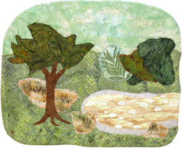 Green Landscape: Quilted Art Wall Hanging - $325.00