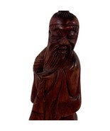 Vintage Chinese Asian Hand Carved Wooden Figurine Sculpture 6&quot; Master Bu... - $27.09