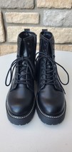 Madden Girl Ankle Boots Black Size 8.5M Combat Side Zip Lace Up Y2K! - £38.06 GBP