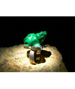 EGYPTIAN GODDESS HEKET GIVER of LIFE Antique Malachite Frog Ring izida h... - £238.66 GBP