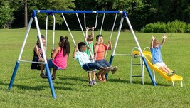 Metal Swing Set Trapeze Slide Playground Backyard Heavy Duty Kids SALE