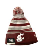 New NWT Washington State Cougars New Era Striped Logo Cuffed Pom Knit Beanie Hat - £19.32 GBP