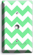 Chevron Lite Green Stripes Pastel Light Dimmer Video Cable Wall Plate Art Cover - £8.29 GBP