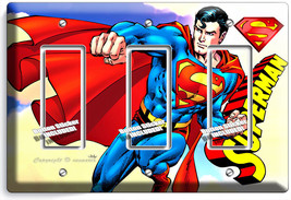 Superman Superhero Triple Gfci Light Switch Wall Plate Cover Boys Bedroom Decor - £14.08 GBP
