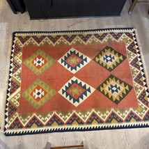 vintage kilim wool area rugs 81”L x 62” w  geometric artistry - €254,25 EUR