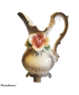 Vintage Capodimonte Ewer Pitcher Rose floral Vase Made In Italy 10” READ - $54.69 CAD