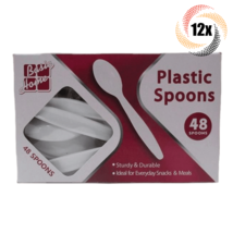 12x Packs Basic Home Plastic Spoons Durable Cutlery Set | 48 Spoons Per Pack | - £25.06 GBP