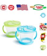 Travel-Friendly Toddler Snack Catcher Cups - 2-Pack Blue/Green, Dishwash... - $157.59 MXN