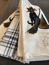 NWT Storehouse Seasonal Ghost Halloween Set 3 Kitchen Towels Black Cat B... - £15.13 GBP