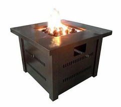 Cozy Antique Bronze Patio Propane Fire Pit Fireplace Gas Heater Flame Fireglass - £317.14 GBP