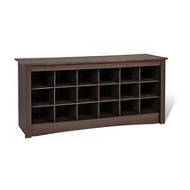 Espresso Shoe Wood Cubbie Bench Storage Rack Display Furniture Organizer Room - £169.65 GBP