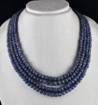 Natural Iolite Carved Melon Beads 4 Line 602 Carats Gemstone Fashion Necklace - £227.81 GBP