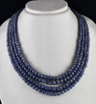 NATURAL IOLITE CARVED MELON BEADS 4 LINE 602 CARATS GEMSTONE FASHION NEC... - £225.19 GBP