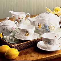 Tea Gift Set For Mom Japanese Floral Porcelain Teapot Cup Saucer Bowl Pitcher 8 - £196.60 GBP