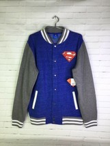 DC Comics Superman Logo Lightweight Varsity Jacket Snap Button Men&#39;s Size M - £33.15 GBP