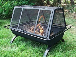 Wood Burning Fire Pit Large Outdoor BBQ Cook Grill Metal Grate Patio Cam... - £238.11 GBP