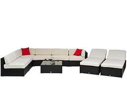 Patio Sets Furniture Clearance Wicker Sofa Chaise Lounge Rattan Table Couch 9pc - £1,513.60 GBP