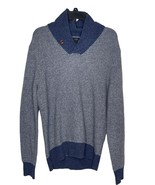 J Crew Mens Sweater Wool Lightweight Knit Shawl Collar Pullover Blue Siz... - $28.21