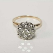 2.2Ct Round Cut Simulated Diamond 14k Yellow Gold Plated Engagement Cluster Ring - £55.31 GBP