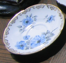 Plate Tea Cup Saucer Plate with Blue Flowers and Gold Trim - $14.95