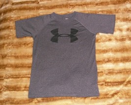 Under Armour Heat Gear Loose Fit Short Sleeve Shirt Youth YSM Gray With ... - £7.18 GBP