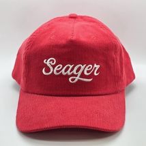 Seager Grit Company Hat Cap Snap Back Red Corduroy Script Logo Men's Casual - $29.69