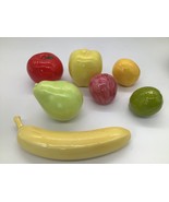 Lot Of 7 Ceramic Glass Fruits Apple pear lime  plum banana - $770.93 MXN