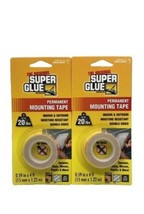 Original Super Glue Permanent Double Sided  Mounting Tape Holds 20 Pounds 2pk - £7.74 GBP