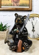 Western Rustic Hunter Black Bear Holding Shotgun And Mallard Duck Figuri... - $21.99