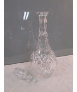 Crystal Decanter 14&quot; Liquor Bottle Unmarked Etched Glass w/ Stopper Vtg ... - £29.13 GBP