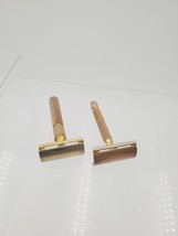 Lot Of 2 Vintage Gillette Safety Razor Gold Tone Made In USA - $530.28 MXN