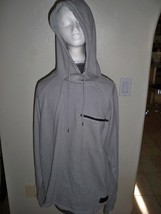 Men&#39;s ON THE BYAS  HOODED CREW FLEECE HOODIE GRAY ZIPPER CHEST POCKET $4... - $36.99