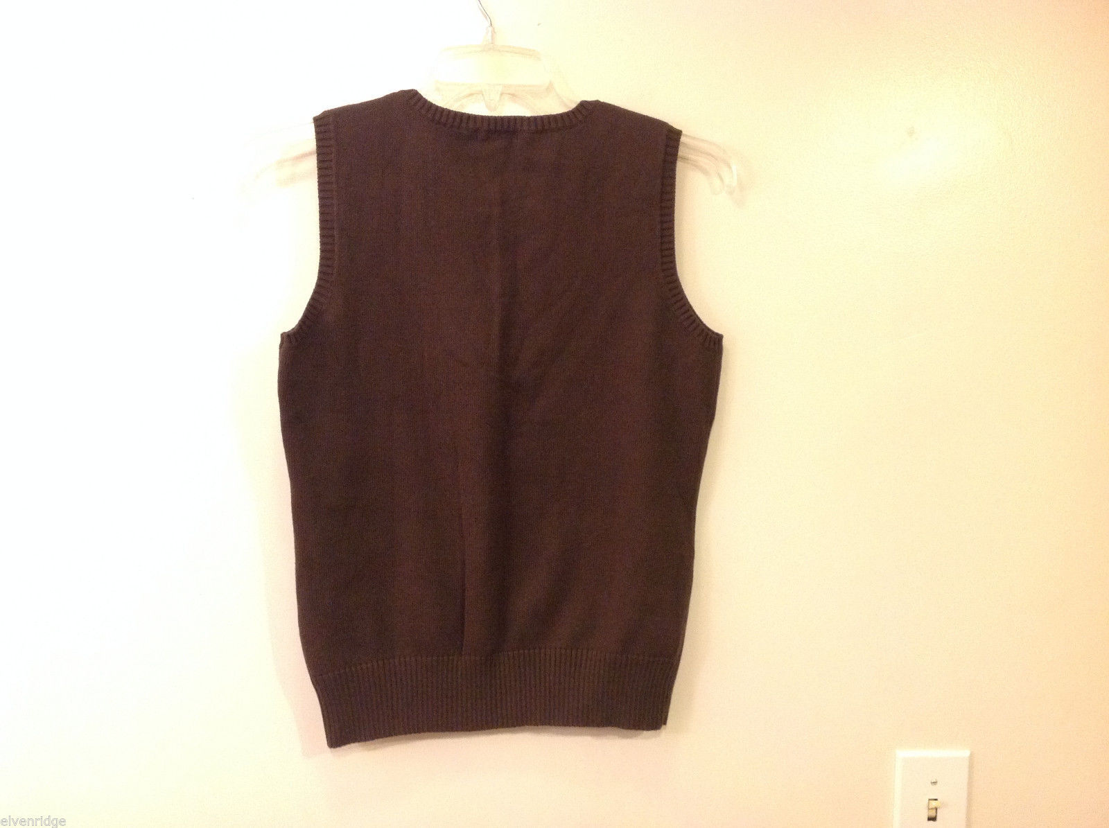 Eddie Bauer Women's Size L Sleeveless Vest in Chocolate Brown Cotton Blend Knit - £25.31 GBP