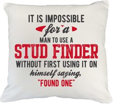 Make Your Mark Design Impossible to Use a Stud Finder, Funny Meme White Pillow C - £19.46 GBP+