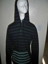 ON THE BYAS BLACK SPECKLED GREEN PULLOVER HOODIE MENS HENLEY NEW - $34.99