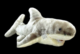 Sea World Great White Shark Plush Gray Stuffed Animal 16 Inch 2021 Busch Gardens - £7.72 GBP